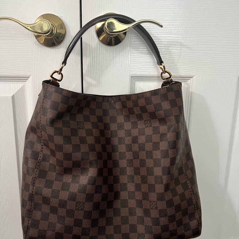 Louis Vuitton Brown Checkered Hobo Bag
